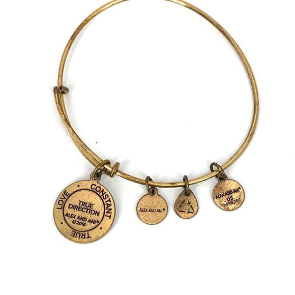 Alex and Ani Compass Charm Bracelet Gold Finish - Expands 2"- 3.5" - Picture 2 of 2